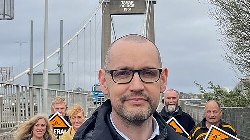 Colin Martin and the Liberal Democrats on the Tamar Bridge